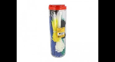 Kabelbindingen assortiment doos 600 stuks geassorteerde kleuren