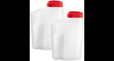 Plasticforte Grote Sapkan/Schenkkan karaf - 2x - met dispenser deksel - 2.5 liter/2500 ml - wit - kunststof