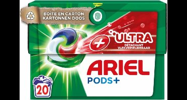 Ariel +Ultra - Vlekverwijderaar & Wasmiddelcapsules - Pods+ - Witte en Gekleurde Was - 20 Wasbeurten