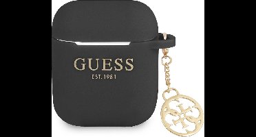 Guess Charms Silicone Case voor Apple Airpods 1 & 2 - Zwart