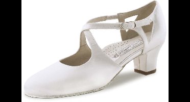 Werner Kern Gala Dansschoenen Dames Wit Satijn - Suède Zool - Bruidsschoenen - Hak 4,5 cm - Dichte neus - Brede pasvorm - Ballroom, Latin, Stijldansen - Werner Kern Bridal - Wit - 40 2/3