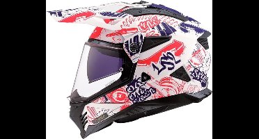LS2 MX702 Pioneer II Fantasy Wit Rood Blauw 06 Adventure Motorhelm - Maat XS - Helm