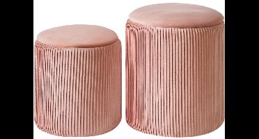 ApexArte® Fluwelen Voetenbank Set met Opbergruimte en Multifunctioneel Ontwerp voor Woonkamer - Roze