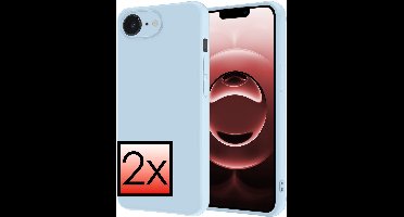 Hoesje - 2 Stuks - Geschikt voor Apple iPhone 16e / 17e - Sterk & Shockproof - Case Siliconen - Back Cover - Telefoon Hoes - Lichtblauw