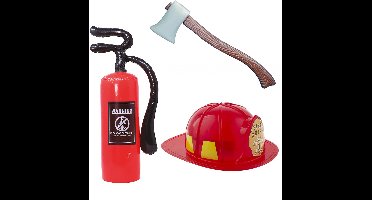 Brandweerman verkleed set - volwassenen - helm - brandblusser - bijl - Carnaval