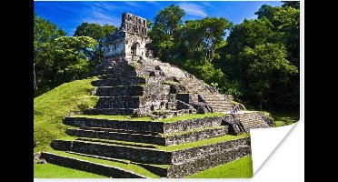 Poster Palenque oude ruïnes van tempel De La Cruz in Mexico - 30x20 cm