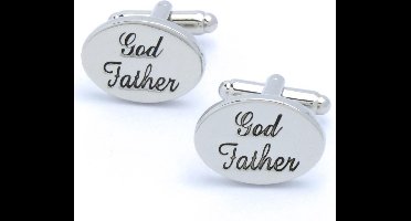 Manchetknopen - Godfather Tekst Zilver Ovaal