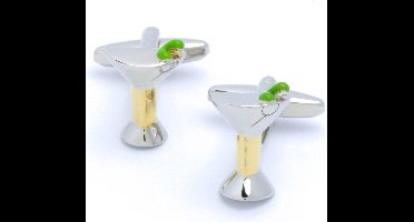 Manchetknopen - Cocktailglazen Goud en Zilver