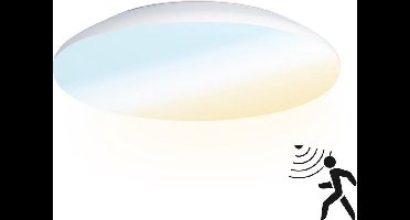 HOFTRONIC - LED Badkamerverlichting - Dimbare Plafondlamp met Bewegingssensor - Witte Badkamerlamp - IP65 waterdicht - 18W 1900 Lumen - Kleur instelbaar (2700K, 4000K & 5000K) - IK10 Stootveilig - Ø30 cm - Voor binnen en buiten - 3 jaar garantie