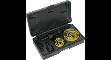 Toolland 11-delige gatenzaagset voor hout, 25 mm diepte, geel-zwart, inclusief 8 maten en accessoires