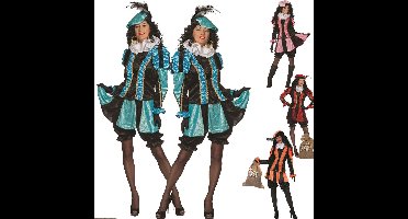 Piet Kostuum | Aqua Gestreepte Piet Dames | Vrouw | Maat 34 | Sinterklaas | Verkleedkleding