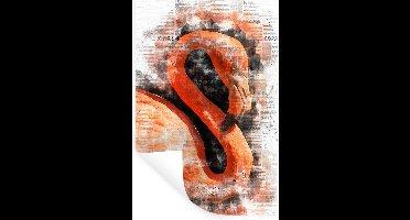 Muurstickers - Sticker Folie - Portret - Flamingo - Krant - 20x30 cm - Plakfolie - Muurstickers Kinderkamer - Zelfklevend Behang - Zelfklevend behangpapier - Stickerfolie