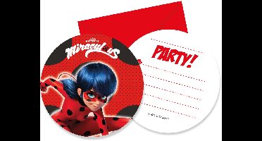 Vegaoo - 6 Ladybug uitnodigingen en enveloppen