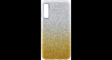 Ntech Hoesje Geschikt Voor Samsung Galaxy A7 2018 - Glamour Glitter Dual Layer Back Cover TPU Hoesje - Zilver & Goud