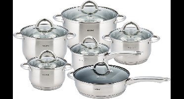 Kinghoff 4450 pannenset - 12 delig - RVS - Alle warmtebronnen