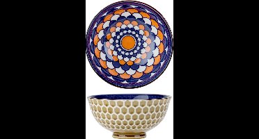 Oosterse serveerschaal - rond - 12 cm - porselein - soepkom - diep bord - Serveerschalen - Salade serveren - Saladeschaaltjes