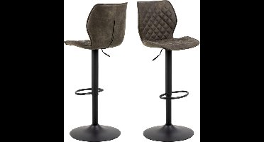 Giga Living Barkruk Henriëtte - Grijs - Stof & Staal - Set van 2