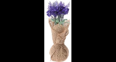 Kunstbloemen in een jute pot, 26 cm