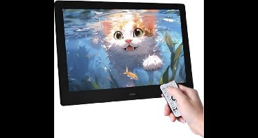 7" HD IPS Digitale Fotolijst - 1080P Video, Automatisch Aan/uit, Beeldvoorbeeld, MP3, Kalenderklok, USB Met Afstandsbediening (Zwart)