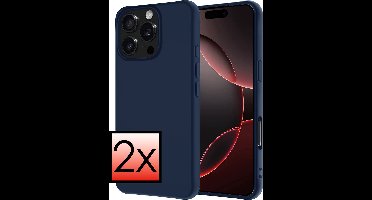 Hoesje - 2 Stuks - Geschikt voor Apple iPhone 16 Pro Max - Sterk & Shockproof - Case Siliconen - Back Cover - Telefoon Hoes - Donkerblauw