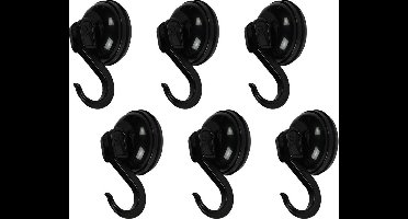 Benson Ophanghaakjes - zwart - 6x - kunststof - draagkracht 2 kg
