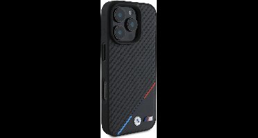 BMW Backcase hoesje geschikt voor iPhone 16 Pro - Effen Zwart - Kunstleer