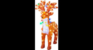 Lumineo Kerstverlichting figuur- rendier met kerstlampjes in gewei - 67cm -LED verlichting