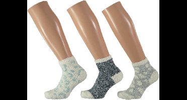 3x Meisjes huissokken/slofsokken panter blauw/wit maat 31-34