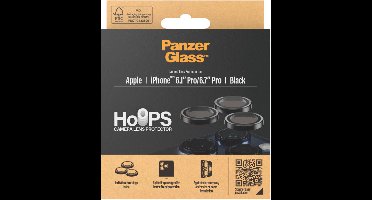 PanzerGlass Screenprotector geschikt voor Apple iPhone 15 Pro Glazen | PanzerGlass Hoops Camera Lens Protector - Case Friendly - Zwart