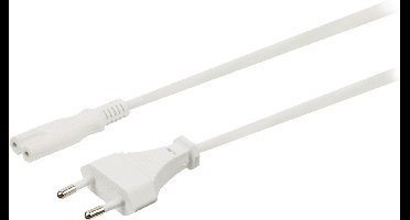 C7 (recht) - CEE 7/16 (recht) stroomkabel - 2x 0,75mm / wit - 0,30 meter