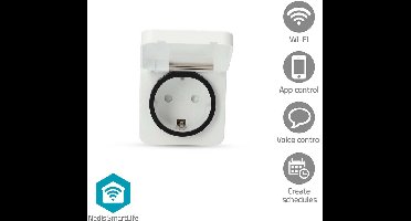 Nedis SmartLife Slimme Stekker – Voor buiten & binnen – Tijdschakelaar – Energiemeter – Weerbestendig – Wit