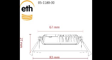 ETH Ronin Led inbouwspot Zwart 6w 600Lm DTW 2000l-3000k 60gr. IP44 + ext.driver dimbaar 82x27mm zaag 68mm