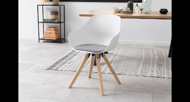 Giga Living Eetkamerstoel Yorna - Lichtgrijs Stof - Zithoogte 48,5cm - Set van 2