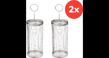 BBQ Collection RVS Grillmand Ø7,5 x 20,5 cm - Barbecue Grillkorf Roestvrij Staal - Barbecue Accessoire voor Groenten en Kleine Stukken Vlees - 2 Stuks