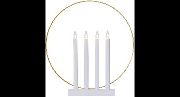 Star Trading Moderne kandelaar 'Glory', discreet, 4-vlammig, E10-lamp, witgoud, Ø 42 cm