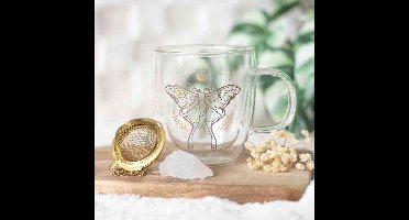 Something Different - Luna Moth Double Walled Glass Mug with Crystal Tea Infuser Mok/beker - Multicolours