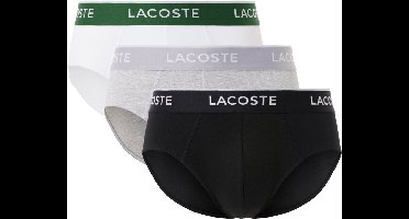 Lacoste Heren Slips Casual Briefs 3-Pack Zwart/Wit/Grijs - Maat L