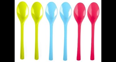 Plasticforte Lepels - kunststof - 6x - herbruikbaar plastic - 19 cm - BBQ / Verjaardag / Camping / Party