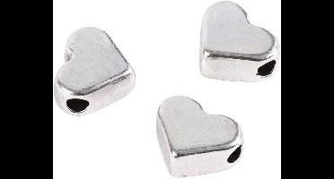 Space kralen, verzilverd, afm 5,5x7 mm, gatgrootte 1 mm, 3 stuk