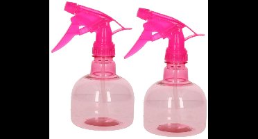 4x stuks waterverstuivers/spuitflessen 330 ml roze - Plantenspuiten/schoonmaakspuiten