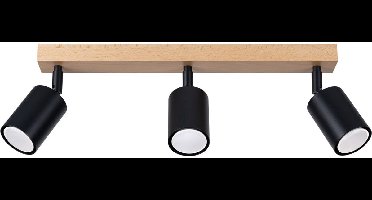 Sollux Lighting Plafondlamp Verdo - 17.5x61x45cm - GU10 - zwart hout - staal/hout