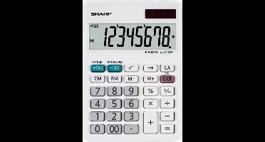 Sharp EL-310W Zakrekenmachine werkt op batterijen, werkt op zonne-energie Wit Aantal displayposities: 8