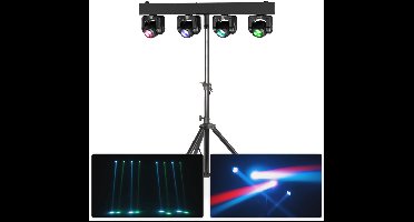 BeamZ Panther Quatro Beam Bar - Set met moving head bar op statief - 4 RGBW moving heads - 160W