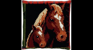 Pako Borduurpakket kruissteekkussen - Pony met veulen - geprint stramien - 003.085 -DIY kit