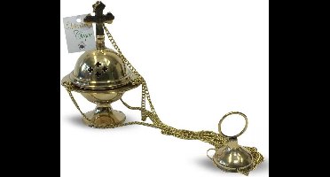 Hangende Wierookbrander Messing met Kruis (10 cm)