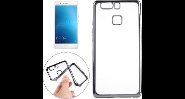 Hoesje geschikt voor Huawei P10 - Electroplating TPU Case Transparant met Grijze / Zwarte Bumper (Gray / Black Silicone Hoesje)