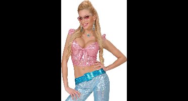 Glitter showriem blauw