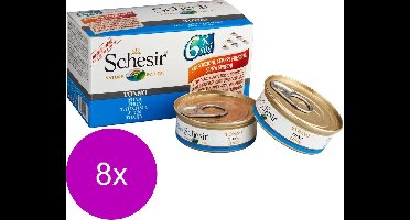 Schesir Kat Mp Blik Gekookt 6x50 g - Kattenvoer - 8 x Tonijn&Naturel