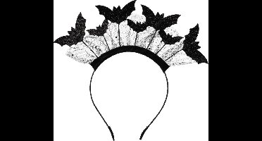 PartyDeco vleermuizen verkleed diadeem/tiara - zwart - kunststof - Halloween thema