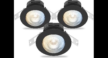 Calex Slimme Inbouwspot - Set van 3 stuks - Smart LED Downlight Dimbaar - Kantelbaar - Warm Wit Licht - Zwart